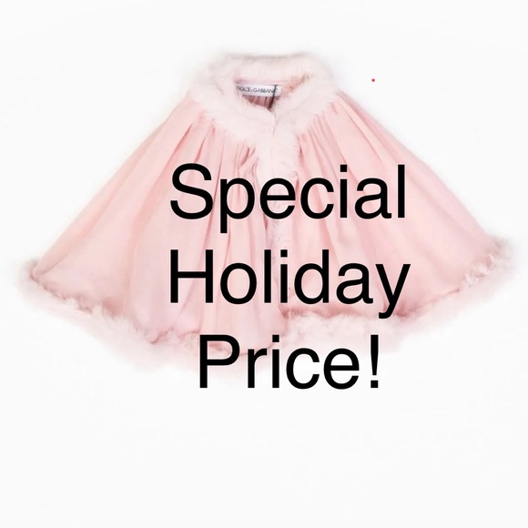 👑Dolce & Gabbana Pure Silk Rabbit Fur Trimmed Capelet Girls Size 4T BNWT - Picture 5 of 7